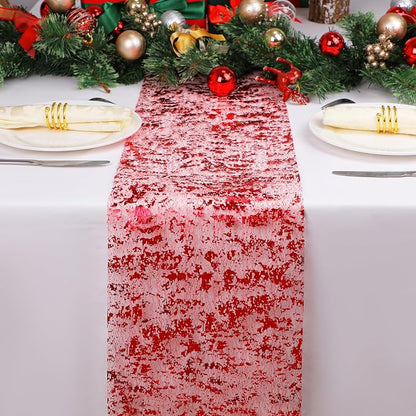 Snowkingdom 2Pcs Red Table Runner Roll Sequin Glitter Metallic Foil Sparkly - Image 8