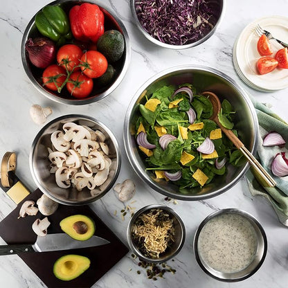 FineDine Stainless Steel Mixing Bowls Set, 6-Piece Metal Bowls | Stainless - Image 7