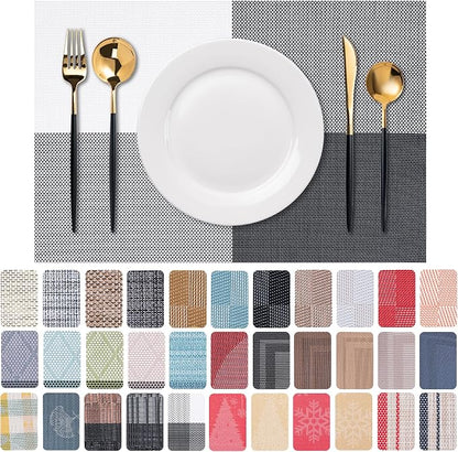 Placemats Set of 6 Washable Indoor | Outdoor Vinyl Place Mats by CADONO