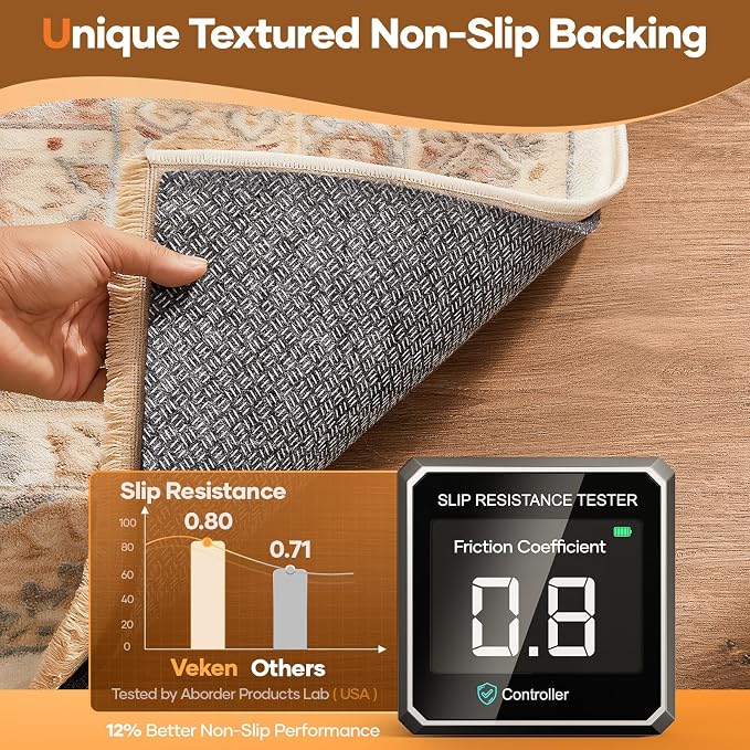 Veken Non Slip Cushioned Rug Pad Gripper 9 x 12 Ft, Felt and Silicone Backing - Image 3