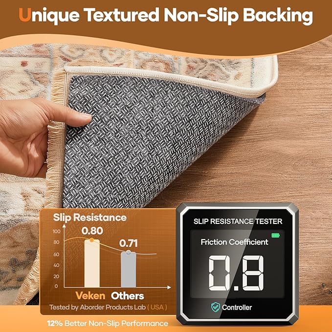 Veken Non Slip Cushioned Rug Pad Gripper 9 x 12 Ft, Felt and Silicone Backing - Image 3