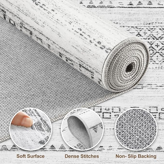 Nakagishi 6x9 Area Rugs Living Room: Washable Boho Large Neutral Soft Farmhouse - Image 3