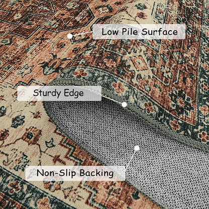 Moynesa Ultra-Thin Washable Vintage Runner Rug - Image 2