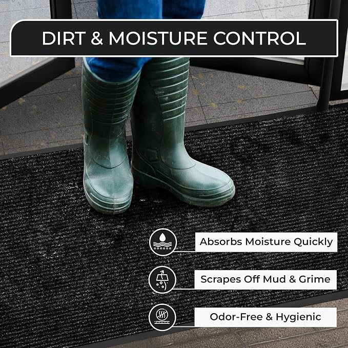Large Door Mat 3' x 5' Black, Heavy Duty Commercial Floor Mat, Industrial Floor - Image 9