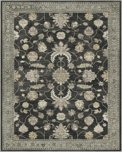 5x7 Area Rug for Living Room-Vintage Farmhouse Boho Floral Washable Stain - Image 8