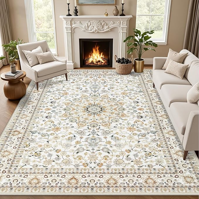 5x7 Area Rugs Living Room Rug: Washable Vintage Boho Rug No Slip Stain by EXPEDIX
