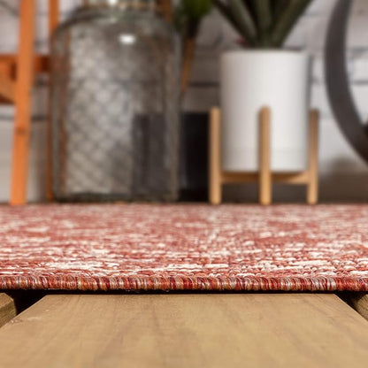 JONATHAN Y Boho Medallion Indoor Outdoor Square Area Rug 8X8 Red/Taupe - Image 5