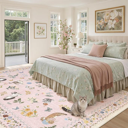 Soalmost Cat 8x10 Pink Area Rugs - Image 3