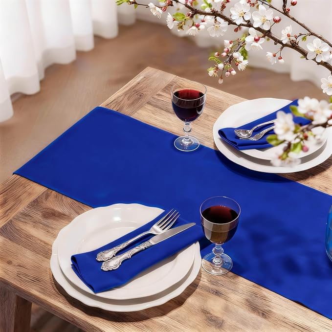 FOLINS&HOME Royal Blue Waterproof Decorative Table Runner 48 Inches Long | - Image 2