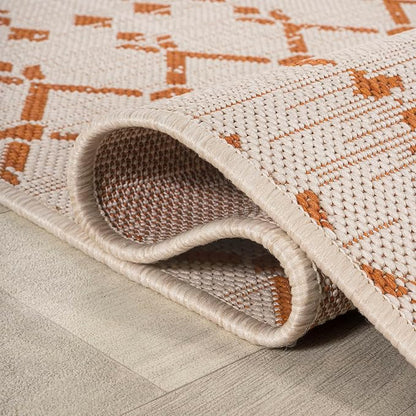 JONATHAN Y Moroccan Geometric Indoor Outdoor Area Rug 9X12 Cream/Orange - Image 6