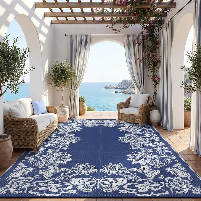 Garvee Outdoor Rugs 9' x 12’ Waterproof Reversible Mats, Large Area Plastic by Garvee