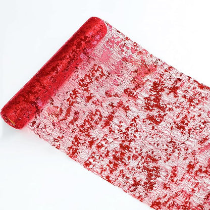 Snowkingdom 2Pcs Red Table Runner Roll Sequin Glitter Metallic Foil Sparkly - Image 5