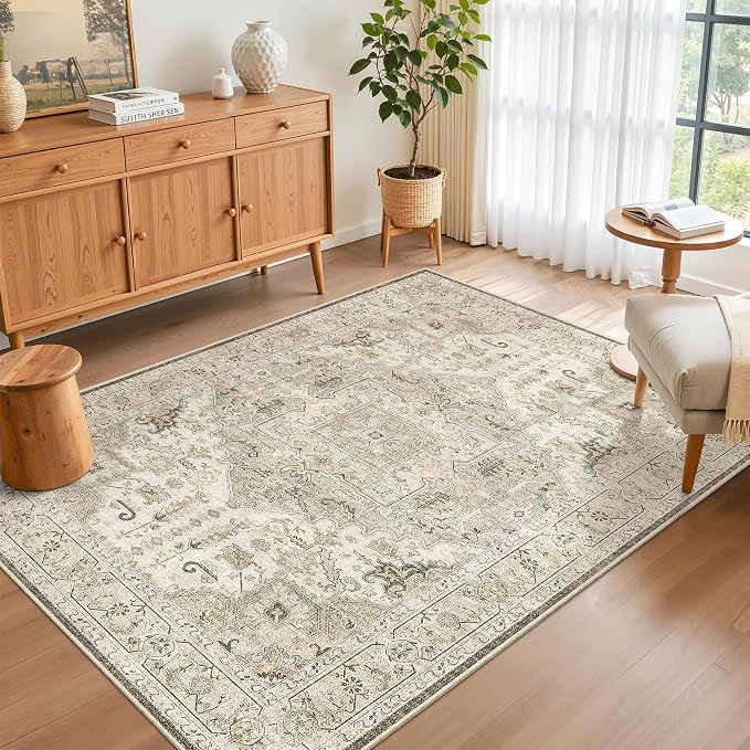Madane Area Rug 3x5, Entryway Washable Printed Vintage Kitchen Carpet Non Slip - Image 4