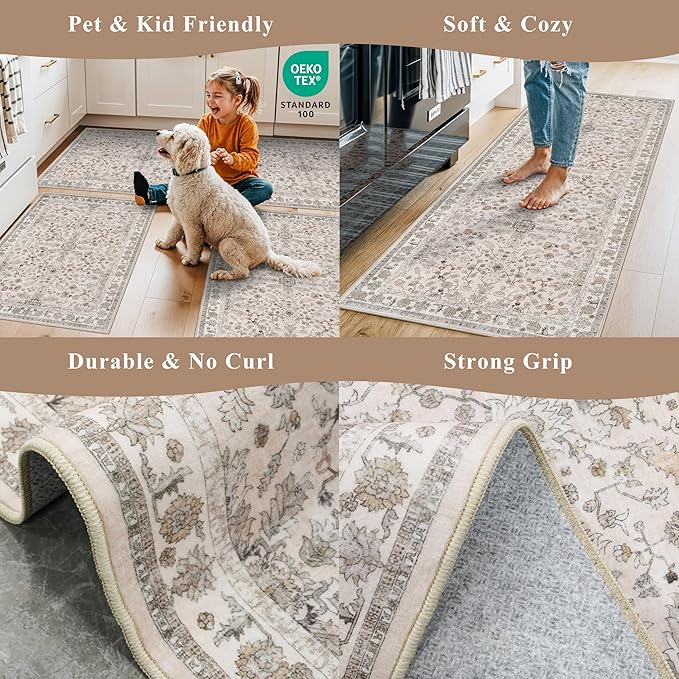 2x3 Non-Slip Washable Kitchen Rug – Boho Small Accent Rug - Image 5