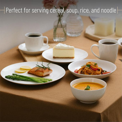 Brew To A Tea BTaT- White Soup Bowls Set of 12, 16 Ounces, Porcelain Dishes - Image 6