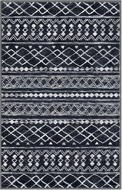 KUTA Bedroom Boho Rug 4x6 Black, Moroccan Washable Area Rugs Non Slip, Ultra - Image 8