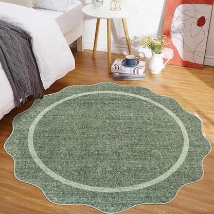GarveeHome Scalloped Round Area Rugs, Washable Small Round Rug 3 ft Non-Slip - Image 4
