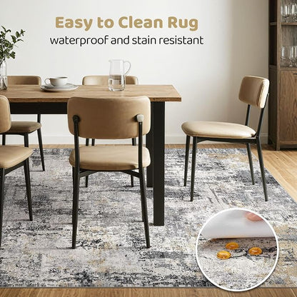 6x8 Area Rug Living Room: Washable Large Abstract Soft Stain Resistant Indoor - Image 6