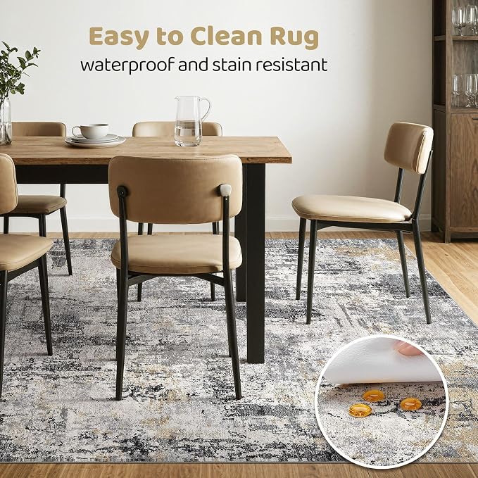 7x10 Area Rug Living Room: Washable Large Abstract Soft Stain Resistant Indoor - Image 6