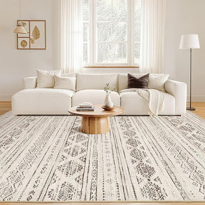 Nakagishi 5x8 Area Rug Living Room: Washable Boho Large Neutral Soft Farmhouse - Image 5