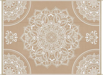 Pauwer Waterproof Outdoor Rug 9x12, Reversible Plastic Straw Patio Camping Rug - Image 9