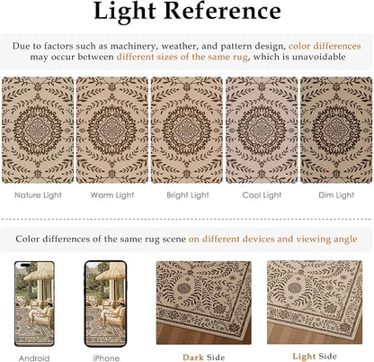 HUGEAR 5x7 Vintage Jute Outdoor Indoor Rug Washable Linen Textured Weave High - Image 8