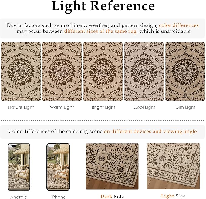 HUGEAR 3x5 Vintage Jute Outdoor Indoor Rug Washable Linen Textured Weave High - Image 8