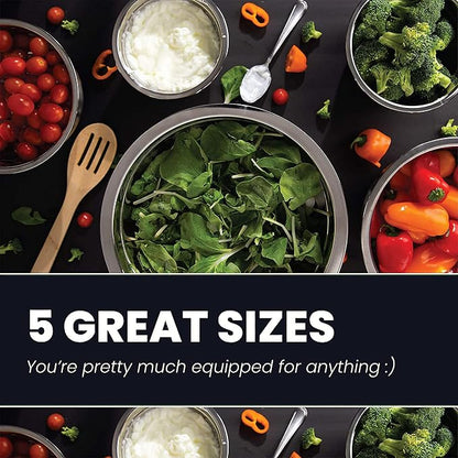 Stainless Steel Mixing Bowls Set, 5-Piece Meal Prep & Food Storage | .75 - Image 2