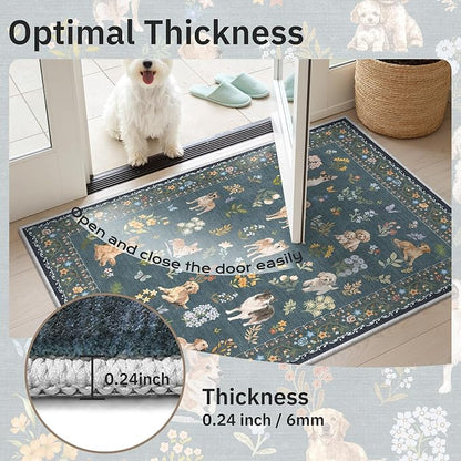 Soalmost 2x3 Dog Rugs for Entryway, Machine Washable Door Mat Animal Floral - Image 5