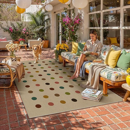 HUGEAR 6x9 Jute Outdoor Indoor Rug Washable Geometric Linen Textured Weave High - Image 2