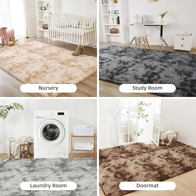 Litanika 6x9 Shag Area Rug for Living Room Bedroom, Tie-Dyed Dark Grey High - Image 7