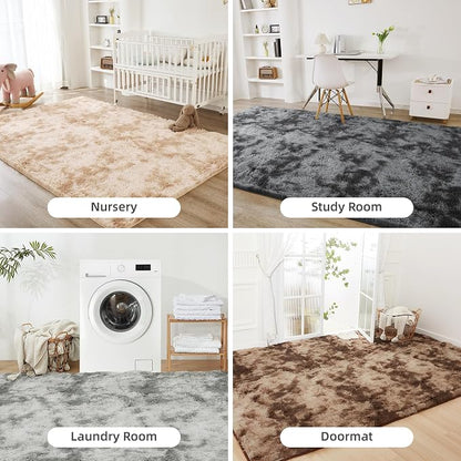 Litanika 6x9 Shag Area Rug for Living Room Bedroom, Tie-Dyed Dark Grey High - Image 7