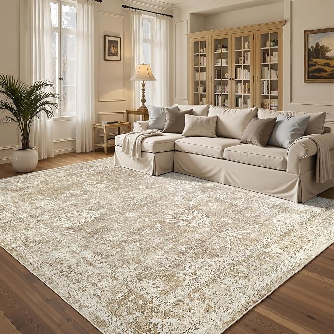 Madane 5x7 Area Rugs for Living Room, Washable Vintage Neutral Rug by Madane