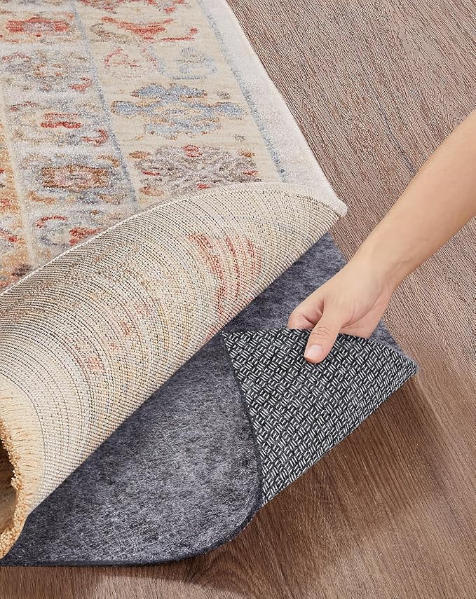 Veken Non Slip Cushioned Rug Pad Gripper 9 x 12 Ft, Felt and Silicone Backing by Veken
