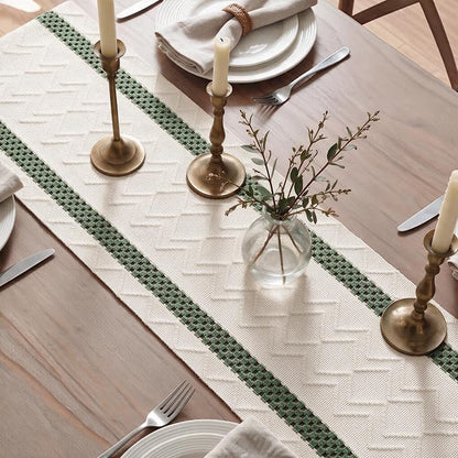 Artoid Mode Forest Green Stripe Woven Rustic Table Runner 12x90 Inch | Holiday - Image 4