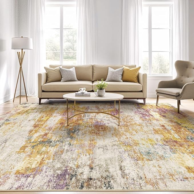 5x8 Area Rug Living Room: Machine Washable Large Abstract Modern Soft Rug Stain - Image 5