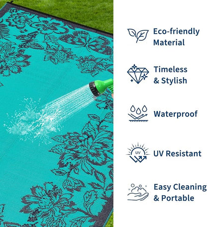 Garvee 5’x8’ Waterproof Patio Outdoor Rug, Outdoor Plastic Straw Rug - Image 3