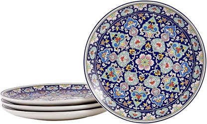 Bico Mandala Kaleidoscope Salad Plates Set of 4, 8.75 Inch Ceramic Dessert by Bico