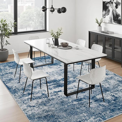 6x6 Area Rug Living Room Rug: Washable Modern Abstract Soft Thin Rug Indoor - Image 4