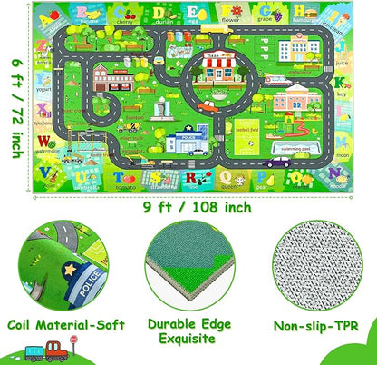 Chicrug 6x9 Car Road Area Rug for Kids Playroom Bedroom, Non Slip Low Pile - Image 3