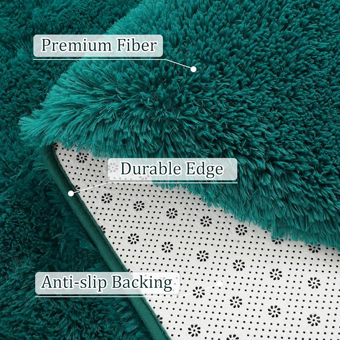 BENRON Fluffy Rugs for Living Room 5x8 Teal Green, Washable Large Area Rugs for - Image 6