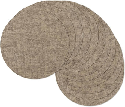 13" Round Placemats Set of 12, Reversible Faux Leather Heat Resistant Table Mats by NCUE