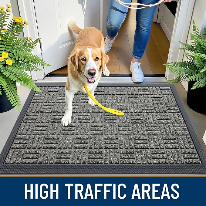 OLANLY Front Door Mat Outside Entrance 59x34, Heavy Duty Sturdy Natural Rubber - Image 6
