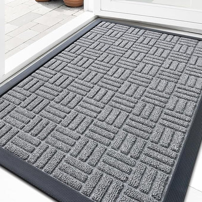 OLANLY Front Door Mat Outside Entrance 33x21, Heavy Duty Sturdy Natural Rubber by OLANLY