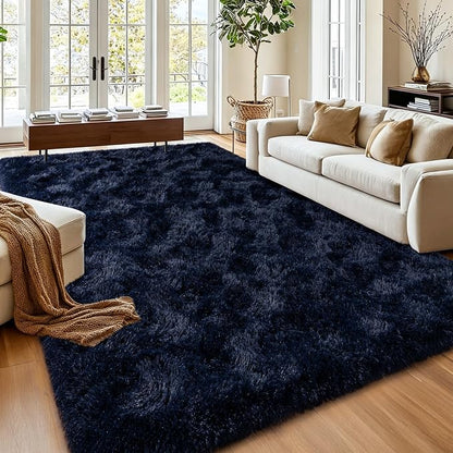 Navy Blue Rug for Living Room, 4x6 Fluffy Area Rugs for Bedroom, Soft Carpet by MUGORN