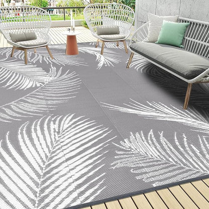 Pauwer Waterproof Outdoor Rug 9x12, Reversible Plastic Straw Patio Camping Rug by Pauwer