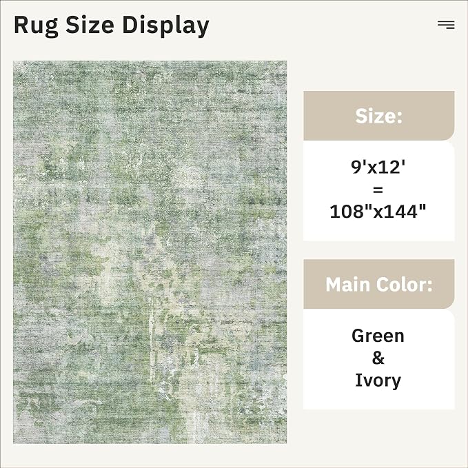 Soalmost 9x12 Area Rugs for Living Room, Non-Slip Machine Washable Vintage Rugs - Image 5