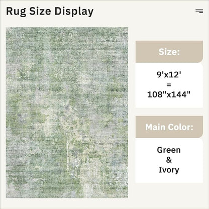 Soalmost 9x12 Area Rugs for Living Room, Non-Slip Machine Washable Vintage Rugs - Image 5