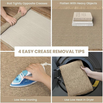 IOHOUZE Washable Area Rug 4x6 Non Slip Rubber Backed Woven Indoor Outdoor Rugs - Image 2