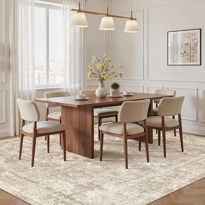 Madane 5x7 Area Rugs for Living Room, Washable Vintage Neutral Rug - Image 3
